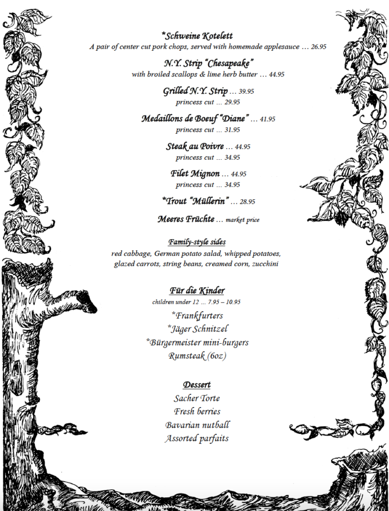 Gluten Free Menu - The Bavarian Chef